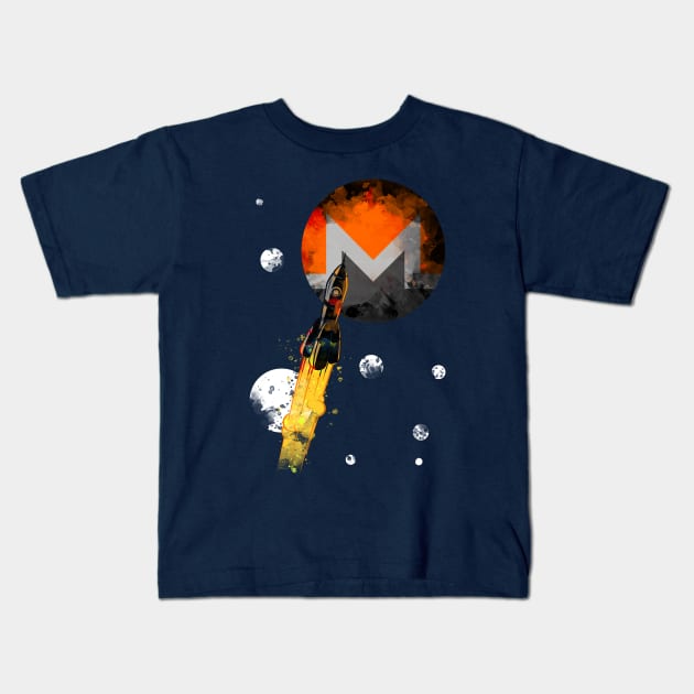 Up To The Moon : Monero Edition Kids T-Shirt by CryptoTextile